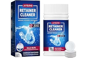ERAYCEE Retainer Cleaning Tablets - 100 Tablets 3 Month Supply Keep Retainers Fresh, Bright, Stain-Free, Mouthguards, Dentures, Braces, Retainer Cleaning Tablets