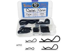 Yoliko 60 Pcs Hitch Pin Clip R Clips Retaining Pins Tractor Cotter Pin Hair Pin Assortment Iron Black Zinc-plating Spring Clip Retainer Hitch keeper Pins Kit for Dolly Pins/Hand Ttruck Pin Replacement