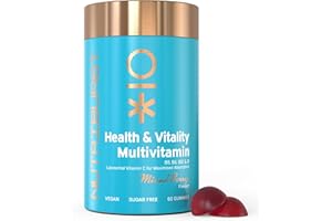 Nutriburst Multivitamins Health & Vitality Gummy Liposomal C B5 B6 B12, D - Plant Based, Sugar Free Supplement - 60 Gummies 1 Month Supply - Healthy Nutrition Suitable for Vegetarians and Vegans