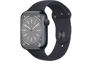 Apple Watch Series 8 (GPS, 45mm) Smartwatch - Aluminiumgehäuse Mitternacht, Sportarmband Mitternacht - Regular. Fitnesstracker, Blutsauerstoffund EKGApps, Always-On Retina Display, Wasserschutz