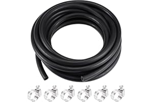 SOURCING MAP Sourcingmap, tubo per carburante da 6 mm, diametro 10 mm, diametro esterno 4,9 m, tubo per olio e tubo carburante in gomma, nero, 6 morsetti