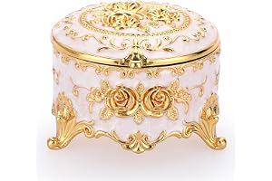 Hipiwe Vintage-smyckeskrin, rund liten förvaringsbox för prydnadssaker, guldfärgad metall, skattlåda för minnessaker, ringar