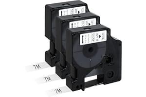 VEMFAY Lot de 3 Compatible avec Dymo Ruban Recharge D1 12mm x 7 m Etiqueteuse 45013 S0720530 pour Dymo Labelmanager 160 210D 280 360D 420P Label Point 150 350
