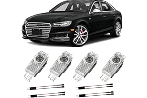 SYLSWX 4Pcs Luces LED de Bienvenida Logo para A1/A3/A4/A5/A6/Q3/Q5/Q7/A7/A8/R8/TT, Coche Logo Proyección, Proyector LED Puerta Coche, Luces Accesorios
