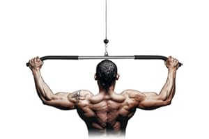 Lyndwin Barre Tirage Musculation, Triceps Biceps Barre de Tirage Musculation Dos en Acier Noir, Prise Large Barre pour Poulie Musculation Appareil Accessoire Sport à Maison