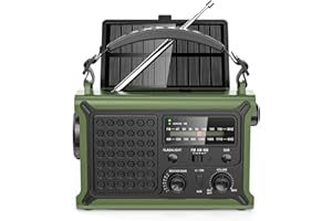 MINORZ 12000mAh Kurbelradio, Tragbares Notfallradio mit Große Solarplane, HiFi Klangqualit, AM/FM Weltempfänger, SOS, Taschenlampe & Leselampe, IPX6 Wasserdicht, Ideal für Outdoor Camping Notfall