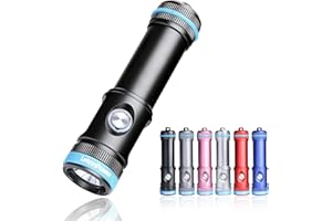 LetonPower Tynny-13se torcia subacquea 2200 lumen, torcia sub con batteria ricaricabile e ricarica Type-C per torcia subacquea professionale (Black)
