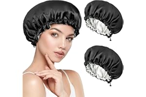 KIIWAH 2 sztuk czapka nocna satyna, jedwabne kręcone włosy czepek kąpielowy czepek kąpielowy kobiety podwójna warstwa czepek do włosów noc na prysznic sen makijaż