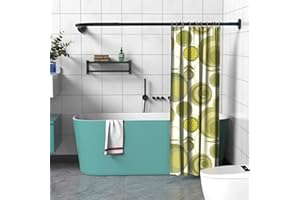 MISOUNDA Bastone Tenda Doccia A Forma Di L ∅25mm Devono Essere Forati 70-100 X 110-170cm Regolabile Aste Angolari Per Tenda Da Doccia In Acciaio Inox,con 24 Anelli,Per Vasca Da Bagno,Cucina, Spogliatoio-Nero