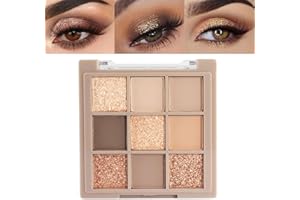 BelleVive Palette de Fards à Paupières Mat Nude-Brun, Maquillage, Fard à paupières Longue Tenue et résistant à l'eau, 9 Teintes modulables avec Finitions Mates, satinées et Scintillantes, 05#