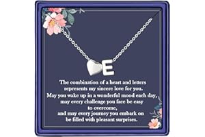 ESPVO Silver Heart Initial Necklace for Women Teen Girls A-Z Letter Heart Name Pendant Necklaces Personalised Womens Choker Tiny Necklaces Fashion Jewellery Birthday Christmas Gifts