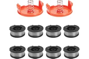COEWUR 8pcs Bobine Filo per Decespugliatore Bobine di Ricambio per Decespugliatore con 2 Coperchio Bobina 2 Molla Rocchetto Filo in Nylon per Tagliabordi Compatibile con Black Decker