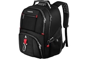 ‎YOREPEK YOREPEK Rucksack herren, Laptop Rucksack Groß mit Zahlenschloss, Kompatibel mit Air Tag und RFID Fach, Groß Wasserdicht Arbeitsrucksack Laptop Rucksack 17 Zoll, Schwarz