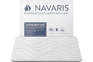 Navaris Alfombra de Baño Diatomita - Set Alfombrilla de Baño Tierra de Diatomeas con Base Antideslizante y Herramienta de Pulido - Color Marfil