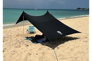 Neso Namiot plażowy z kotwicą do piasku, przenośny dach przeciwsłoneczny – 2,1 m x 2,1 m – opatentowany ze wzmocnionymi narożnikami do stabilizacji (czarny)