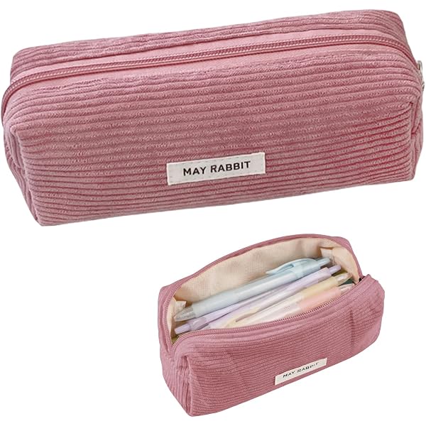 BSITSSS 2 Pezzi Astuccio Scuola Elementare, Astuccio Scuola Media con Cerniera, Grande Beige Verde Portapenne Astuccio, Velluto a Coste Scuola Astuccio per Ragazze Ragazzi