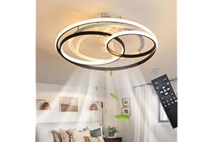 OMGPFR Moderno Creativo Ventilador de Techo con iluminación y Mando a Distancia Regulable, LED 50W Ventilador Lámpara de Techo para Salón Dormitorio Comedor Luz-58CM