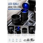 LED Işıklı K&uuml;ll&uuml;k Bardaklık Uyumlu Ara&ccedil; Ev ve Ofis Kullanımına Uygun Kapaklı K&uuml;ll&uuml;k
