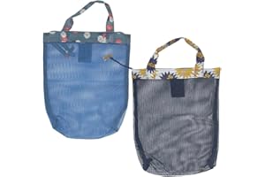 ONEBO 2 Piezas Bolsa de Malla de Playa,Bolsa de Playa con Cremallera,Bolsas De Playa Ligeras Y Plegables,para la Bañarse, Natacición, Camping(26 * 24cm)