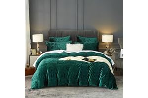 Luofanfei Warme Winter Bettwäsche 135x200 Grün Dunkelgrün Fleece Plüsch Flauschige Kuschelige Winterbettwäsche Glänzend Microfleece Flausch Bettbezug Set und Kissenbezug 80x80 cm mit Reißverschluss