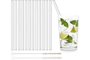 HÅLM HALM Cannucce di Vetro 12x 20 cm Cannucce di Cristallo - Linea Economica - Cannucce - Riutilizzabili - Lavabili in Lavastoviglie - Cannucce di Vetro dalla Germania