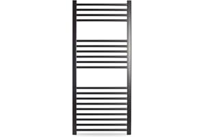 Radiador Toallero Cicsa ZETA X * Radiadores Toalleros de Agua Caliente Calefaccion (Medidas 1120 x 500 mm) * Secatoallas de Baño con (450 Ejes) * En Color Negro * 10 AÑOS de Garantía