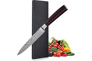 HOME SAFETY Coltello Multiuso 5 inch, Coltello da Verdura in Acciaio Inossidabile al Carbonio Super Affilato, Manico Ergonomico in Resina, Adatto per Tagliare Verdure, Carne e Frutta