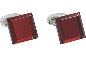 AUSCUFFLINKS Ruby Anniversary Wedding Cufflinks | Bevelled Edge Red Cuff Links for Men | Inc Cufflinks Box