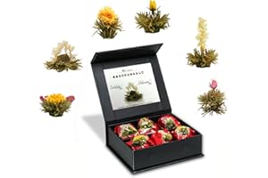 Creano Blooming Tea in Elegant Magnetic Box with Silver Embossing - 6 Flowering Tea - White Tea