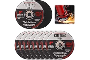 JCSJK 76mm Cutting Discs, 3" Precise Metal Grinding Wheels for Angle Grinder, Stainless Steel Slitting Discs for Quick Aluminum Wood Iron (10Pcs)