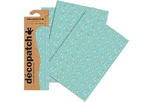 DECOPATCH Décopatch C714O - Une pochette de 3 feuilles de papier imprimé 30x40 cm, Triangles fond bleu