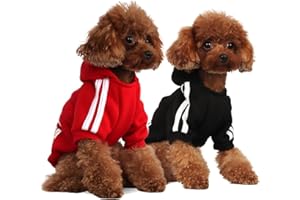 PenghaiYunfei Ropa Perro,Cálido Sudadera con Capucha para Perros Algodón Suéter Chaqueta Abrigo Costume Pullover para Mascota Pequeño Perro Gato (Negro/Rojo, Small)