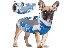 Hjyokuso Cappotto Cane, Cappottino Cane Per Piccoli, Medi e Grandi Cani, Vestiti Per Cani Impermeabile e Caldo, Cappottino Imbottito Per Cane Con Strisce Riflettenti e Cerniera - Blu S