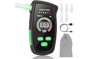 XEOOCE Ethylotest Electronique - Etiloteste Electronique avec 5 Embouchures, Alcotest Numerique, ethylometre mesures de Haute précision, pour Tests personnels domestiques (RD900-1203)