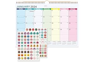 Benjia Calendario da tavolo anno accademico Gennaio 2024-luglio 2025, 18 mesi 38x30 cm, da parete mensile grande, con copertura protettiva in plastica, Colorato (con bobina)