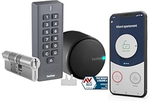tedee Go Serratura Smart con tastiera, cilindro Euro e Bluetooth, app, PIN, la serratura intelligente per porte trasforma il vostro smartphone in una chiave (+ Tastiera + Cil. 30-61 mm / 30 mm (A))
