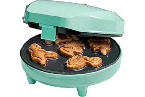 Bestron Gofrera para mini galletas de dinosaurio con diseño de dinosaurios, para mini gofres de galletas, con indicador y revestimiento antiadherente, 700 W, color menta