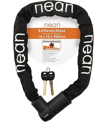 Antivol Vélo Blindé NEAN – Câble Acier 22 X 1000 Mm – 2 Clés Réversibles – Gaine Textile Anti-rayures – Haute Sécurité