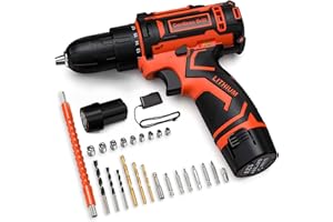 FAHEFANA Avvitatore a Batteria 12V, Trapano Avvitatore Batteria 2.0Ah, 25Nm Max, 25+1 Coppia, 2 Velocità, Luce LED, Mandrino da 10 mm, 24 Accessori, Cacciavite Elettrico Per Casa Progetto, Fai Da Te