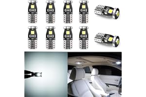 YOUNLEN 10 Piezas W5W T10 LED (Blanco) Ampolla de Repuesto, 168 Ampolla LED, 2825 194 T10 Ampolla LED W5W, Luces Interiores LED para Coche, Ampolla LED W5W, Ampollas LED para Coche