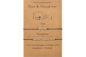 MANVEN 2PCS Morse Code Bracelets Adjustable Relationship Bracelet Handmade Jewelry Gift for Mom Daughter Father Son Family Women Girls Men Boy Birthday