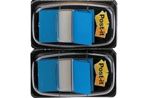 Post-it Index Flags, Medium, Blue, 2 Dispensers 25.4 mm x 43.2 mm, 100 Flags - To Mark, Highlight or Color Code Important Information