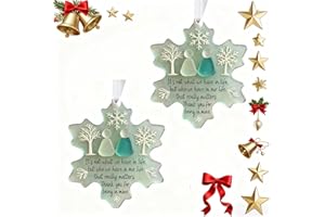 LONGGAOGAO 2Pcs Snowflake-Shaped Sea Glass Friendship Decor,2D Flat Acrylic Snowflake Christmas Ornaments Anniversary Graduation Gifts Seasonal Art Souvenir Home Decor