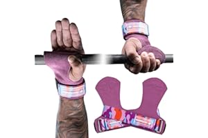 M MANUEKLEAR MANUEKLEAR Gewichtheben-Handgelenkbänder mit gepolsterter Handgelenkschlaufe, Leder-Gewichtheben, Handgelenkriemen für Kreuzheben, Powerlifting, Profi Lifting Straps für Frauen (Purple)