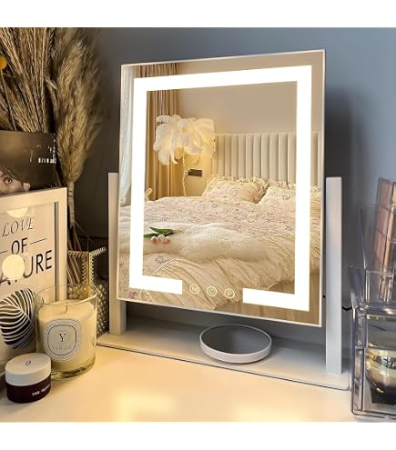 Specchio Trucco Con Luci Dimmerabile ANTENLICHT | 30x25 Cm, 10X Ingranditore, 3 Temperature Colore, Controllo Touch, USB-C