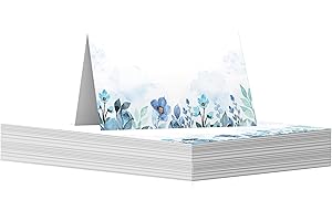 GIFTZIE 60 Pack Name Place Cards for Table - Blue Watercolour Flowers -Wedding Table Name Cards for Weddings, Engagement Party, Christmas Birthday Parties, 80mm x 80mm Wedding Table Plan Placecards Card