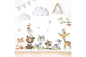 Little Deco Zwierzęta leśne zestaw naklejek ściennych do pokoju niemowlęcego naklejka ścienna do pokoju dziecięcego naklejka ścienna dekoracyjna samoprzylepna DL839-3