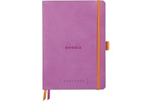 RHODIA 117580C - Carnet Souple Bullet Journal Goalbook Lilas - A5 14,8 x 21 cm - Pointillés Dot - 240 pages - Papier Clairefontaine Blanc 90 g/m² - 2 Rubans, Fermeture Élastique - Simili Cuir