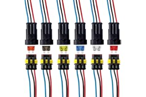 VISSQH 6 Kit -Connettori 12v, Connettori Elettrici Impermeabili, Connettore Isolato e Sigillato,per Auto a 3 Pin Spina Maschio e Femmina per Imbarcazioni, Moto, Scooter, Camion, Quad, Bici e Trike