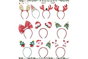 Birshe 10 Pzas Tocado de Navidad,Diadema Navideña para Mujer,Diadema Navideña,Diadema áRbol Navidad,Reno de Divertido,Lazo de Navidad,DecoracióN Sombrero Navidad,para Niños Adultos,Fiesta de Navidad